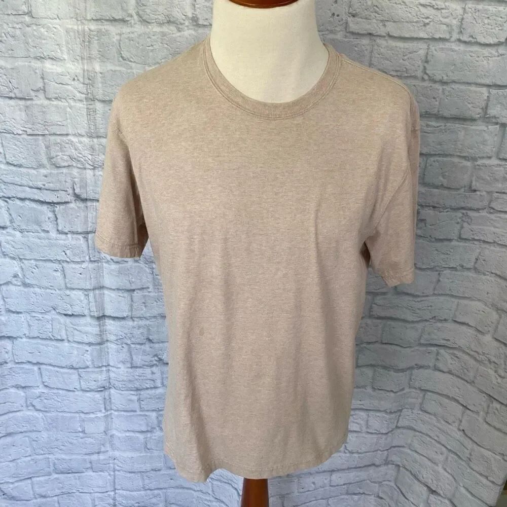 St John Bay men L heritage cotton blend short sleeve Crewneck T-shirt beige